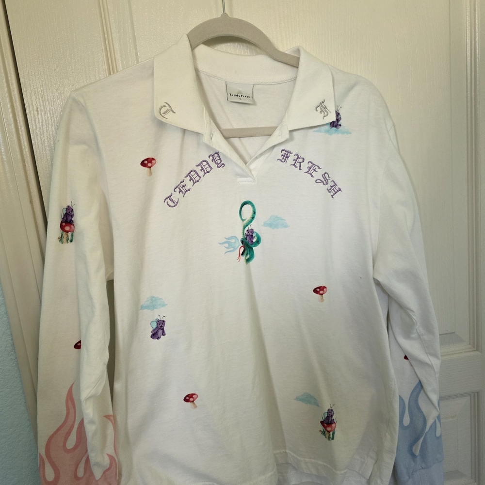 Teddy Fresh White Polo with Colorful Embroidery